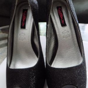Cathy Din Style -Babie-1 Black peep toe sparkly stilettos size 9